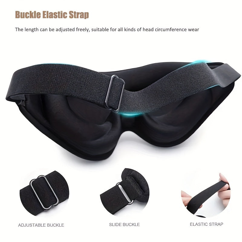 3D Contoured Sleep Mask - Soft Light Blocking Eye Cover with Adjustable Strap for Napping, Travel, Night Shift, Yoga Meditation - Solid Color Sponge Eye Mask, Single Pack (Black/Grey/Pink)